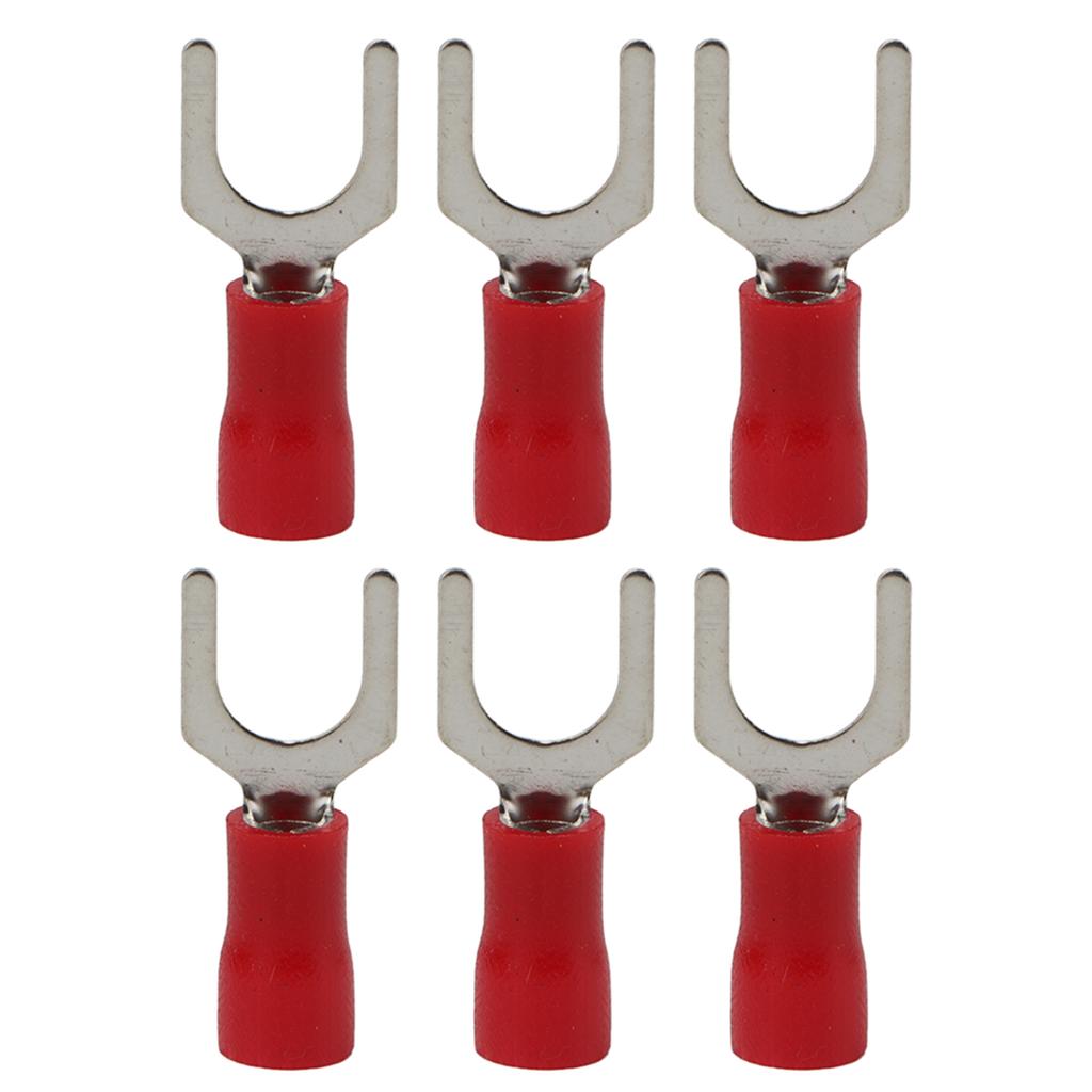 100Pcs Insulated Fork Terminals Copper PVC U Type Wire Connector Electrical Crimp Terminal 16‑14AWG