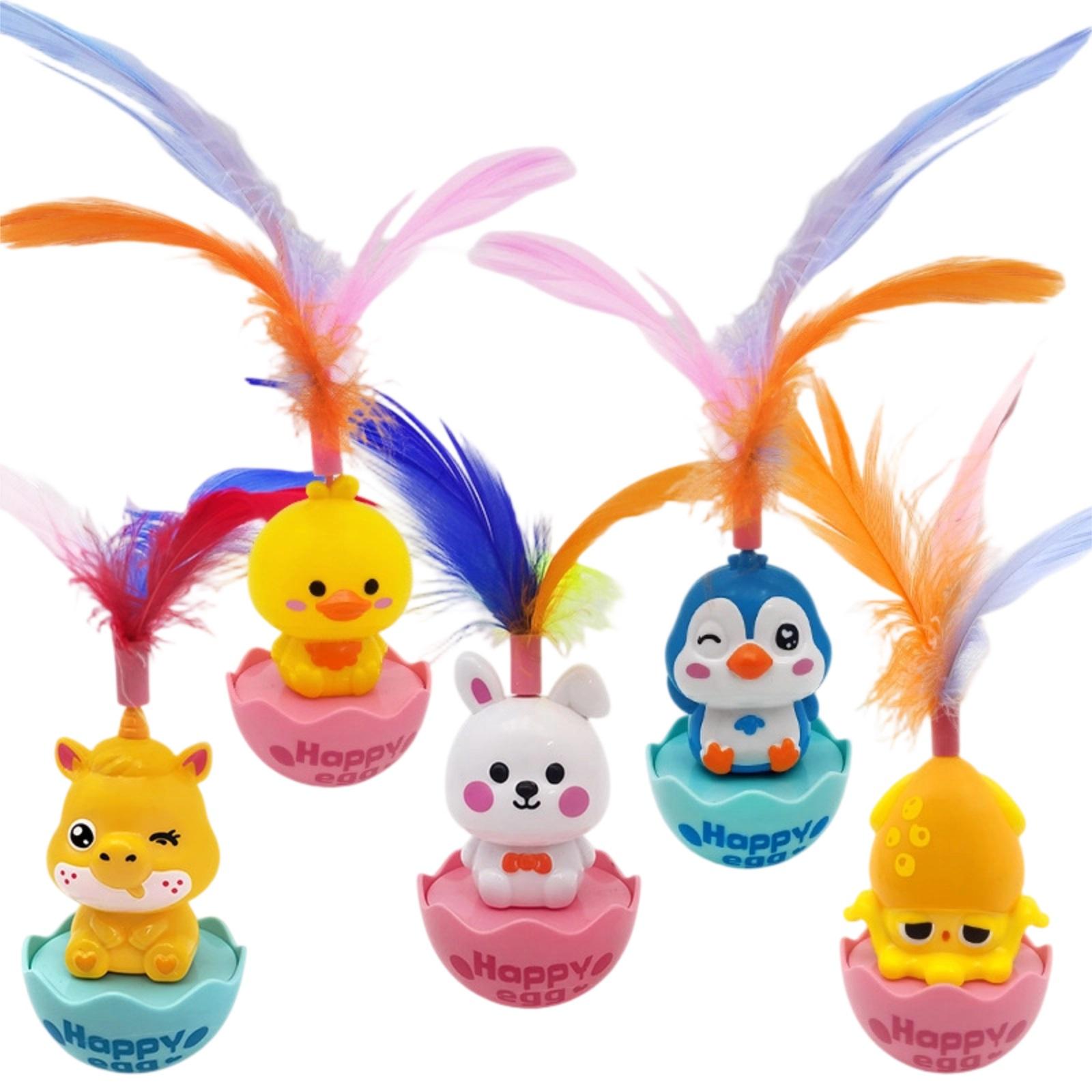 

Tumbler Toy With Feathers - Interactive Wobble Teaser For Cats, Fun Pet Play & Stress Relief Toy One Size