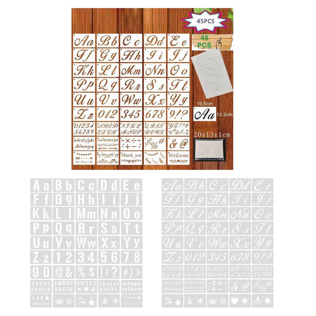 45Pcs Alphabet Pattern Drawing Painting Stencils Templates for DIY Making