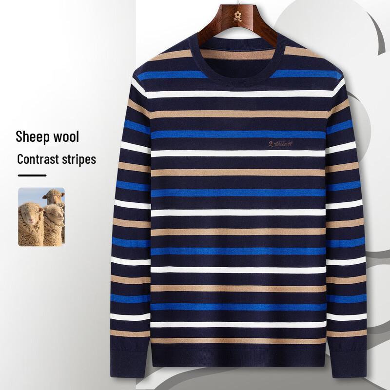 

MONTAGUT Men s Color Block Round Neck Wool Blend Sweater 3XL (56)