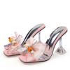 Liyke Transparent Slippers For Women Summer Fashion Green Butterfly -Knot Designer Sandals Clear Heels Size 46 Female Shoes
