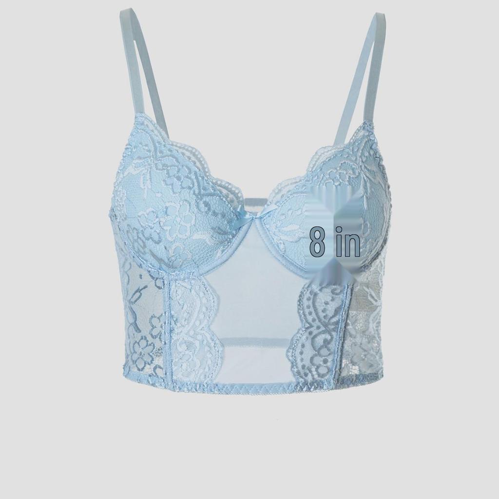 Multi-Color Lace Sexy See-Through Push-Up Camisole and Fishbone Bra Lingerie