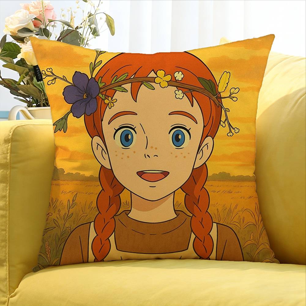 Anne Of Green Gables Various Sizes Square Pillow Case For Car Home Bedchamber Decor