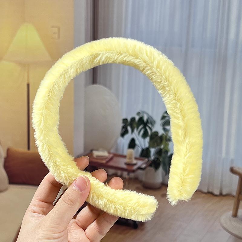 Herbst/Winter Damen Einfaches Bonbonfarbenes Plüsch-Stirnband mit breiter Krempe - Niedliches und vielseitiges Haaraccessoire