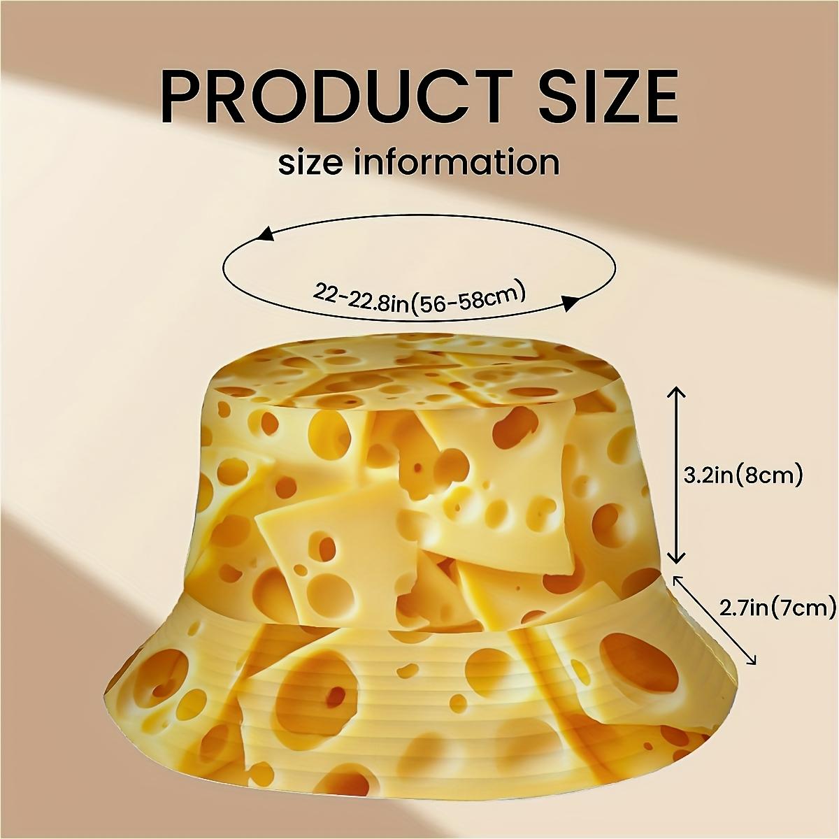 

Seamless Cheese Pattern Printed Fisherman Hat Stylish Sun Hat for Men Women Fun Unique Design with Realistic Cheese Texture One Size