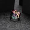 Original Designer Natural Style Tree of Life Ring Italian Craft Retro S925 Silver Natural Amethyst Ring