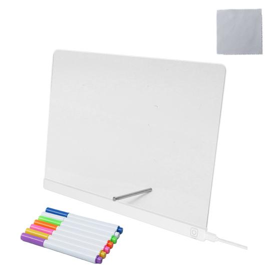 LED Note Board Rechargeable Acrylic Memo Pad Erasable Glowing Message Board To-do List Board Reusable Weekly