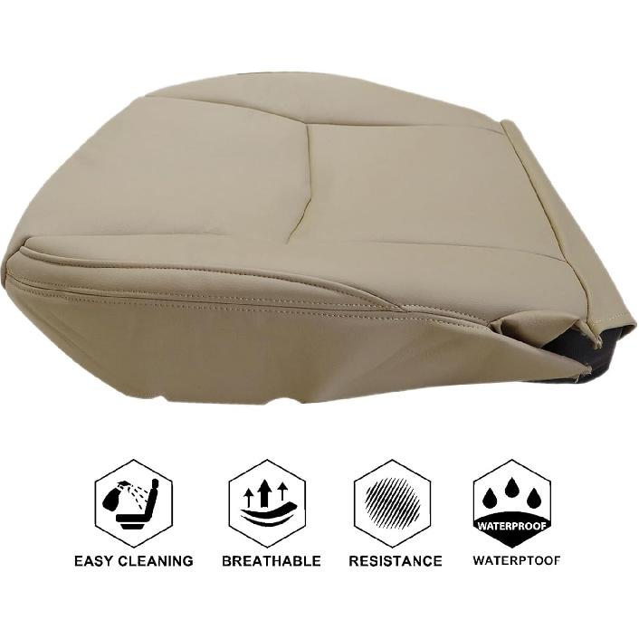 NLQR Front Driver Side Bottom Seat Cover Tan Replacement Microfiber Leather Compatible with Lexus GX470 2003 2004 2005 2006 2007 2008 2009