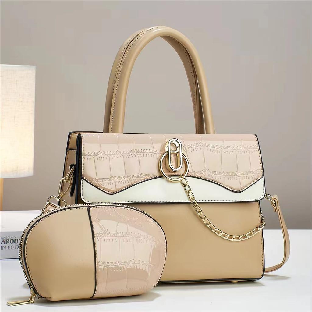 2pcs/set Women's Bags PU Leather Tote with Small Wallet Handbag Purse Patchwork Shoulder Bag Large Capacity Totes Sac A Main