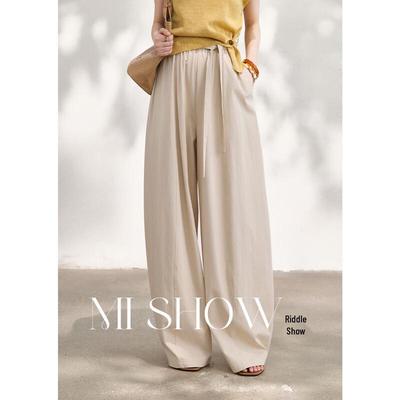 Women's Relaxed Fit Draped Wide-Leg Pants