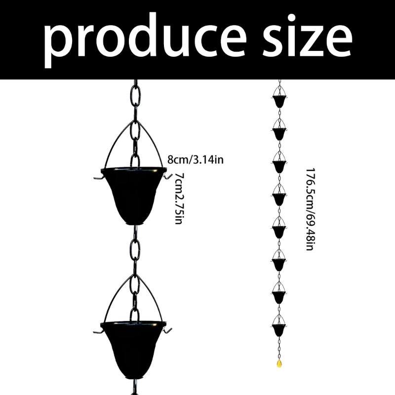 Stylish Outdoor Rain Chain 121.5cm Length With 5 Cups Perfect For Roof Drainage And Landscape improve