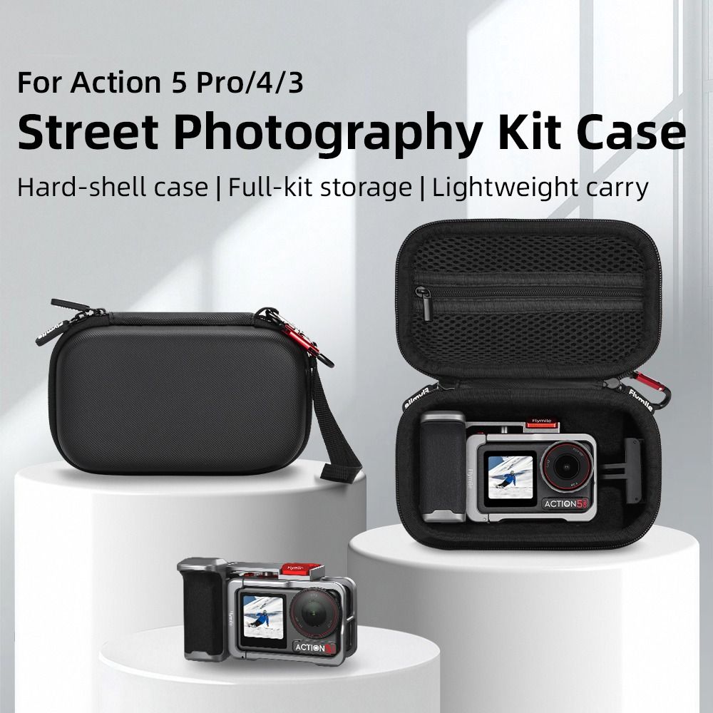 Portable Street Photography Kit Storage Bag Mini Shockproof Xplorer Grip Protective Case for DJI Osmo Action 3/4/5 Pro