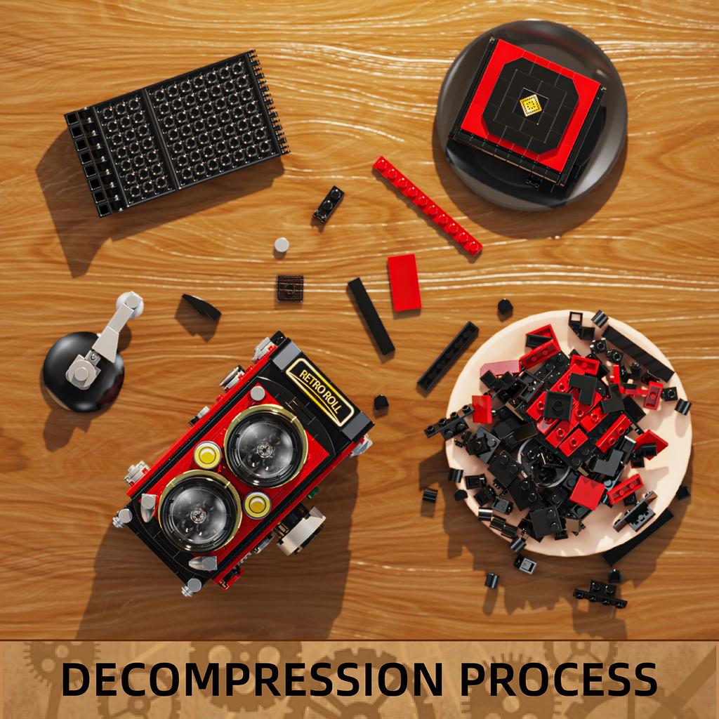 Non-Toxic 719Pcs Vintage Camera Building Blocks Puzzle Machine Assemble Bricks Toys With Light Creative Desktop Decoration Gifts