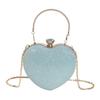 Borsa da sera con pochette, borsa da donna, borsa a mano lucida, a forma di cuore, in metallo, borsa a tracolla con catena alla moda, borsa di lusso da donna.