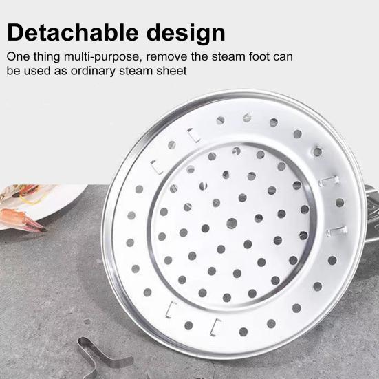 Stainless Steel Round Steamer Rack with Detachable V-Shaped Stand for Steamer Cooking Stackable Vegetables Dumplings Fish Seafood Versatile