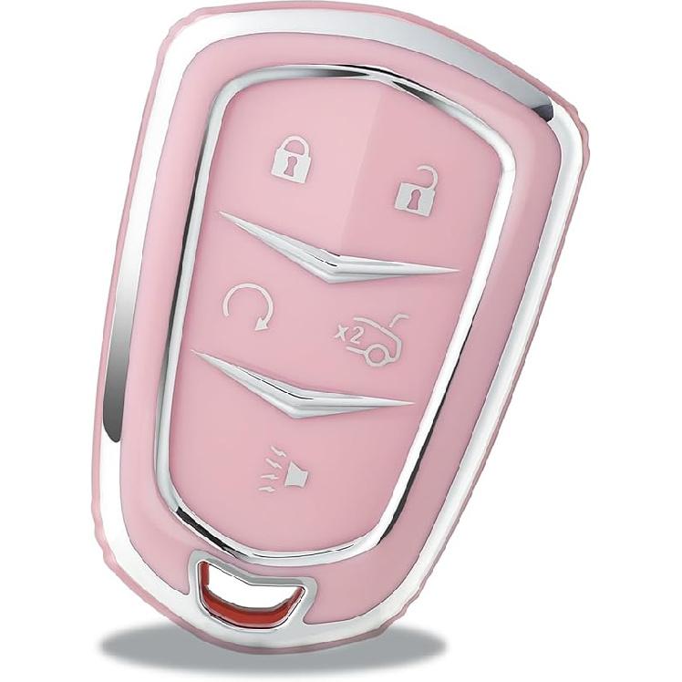 OFFWEGO for Cadillac Key Fob Cover, for Cadillac Escalade CTS SRX CT4 CT5 CT6 XTS XT4 XT5 XT6 ATSL SLS STS Smart Key Fob Cover Case (Gold White)