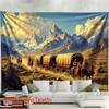 Epische Wildwest-Pionier-Wandteppich Wandkunst Hängendes Leinwandbild Westliche Landschaft Abenteuer Dekoration 180x280cm Vintage-Stil