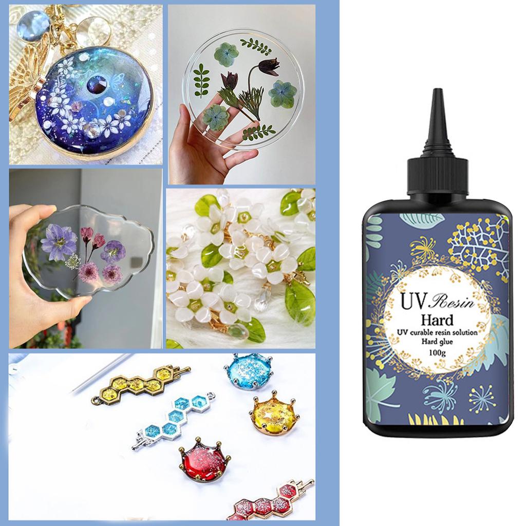 100ml Low Odor UV Resin Glues for Indoor Use Fast Curing High Transparency Safe Fast Curing Epoxy for Nighttime Crafting