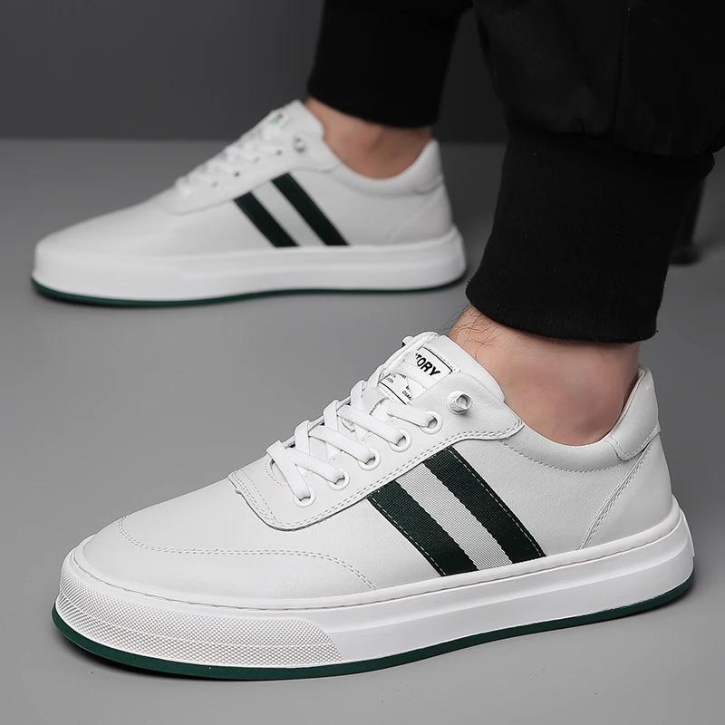Fashion New Thick Soled Casual Leather Board Shoes Men Outdoor Walking Shoes Comfy Lightweight Oxford Shoes Breathable Vulcanized Shoe