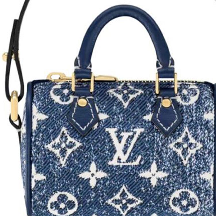 Louis Vuitton Speedy Micro Classic Monogram Denim Pillow Bag Key Pouch Coin Purse Super Mini Women bags Blue M00546