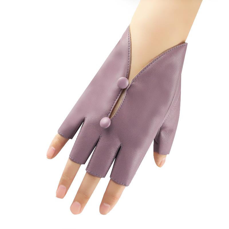 1 Pair Half Finger All-match Dance All-match Gloves Elegant PU Leather Fashionable Performance Light Luxury Art Thin 16x14cm