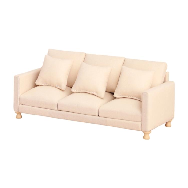 Realistic Sofa Model Figure with Three Seats Design Miniature Furniture for 1/12 Scale Doll House Scene Landscape Props