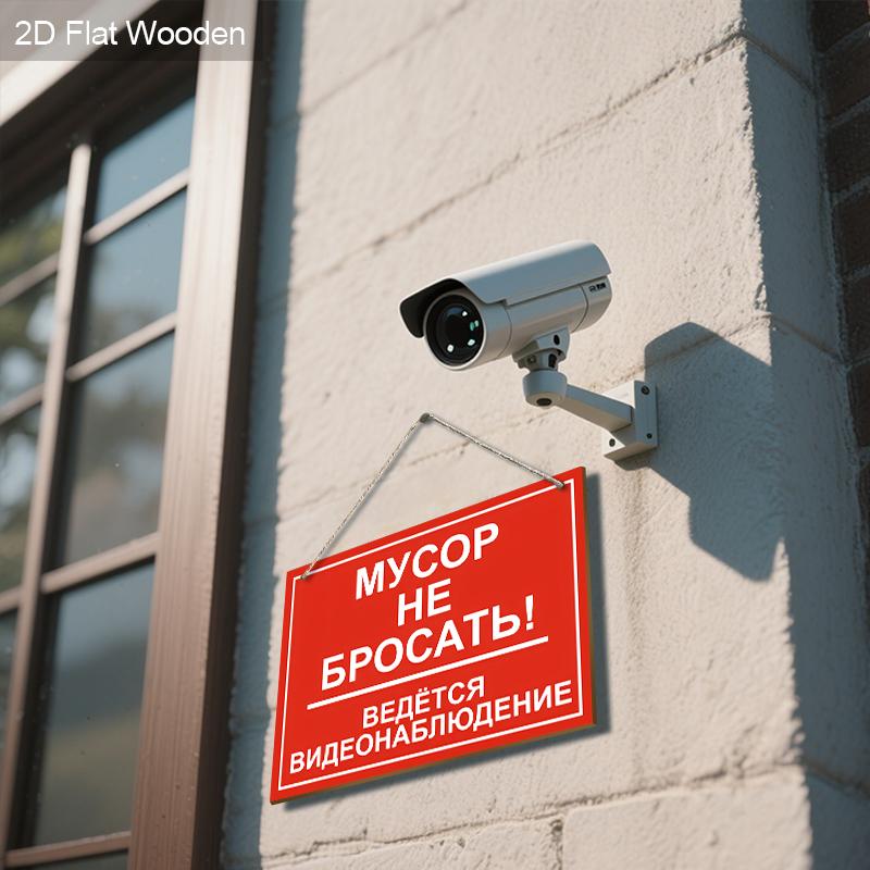 2pcs Russian No Littering Wooden Warning Signs - Rectangle Hanging Ornament for Front Door, Wall, Store Decor - Ideal Gift for Friend & Family