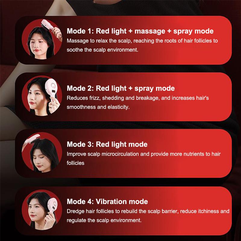 Electric Spray Massage Comb with LED-Hair Growth VibrationHeadMassagerAnti-HairLossScalp Brush AtomizingComb for LiquidMedicine