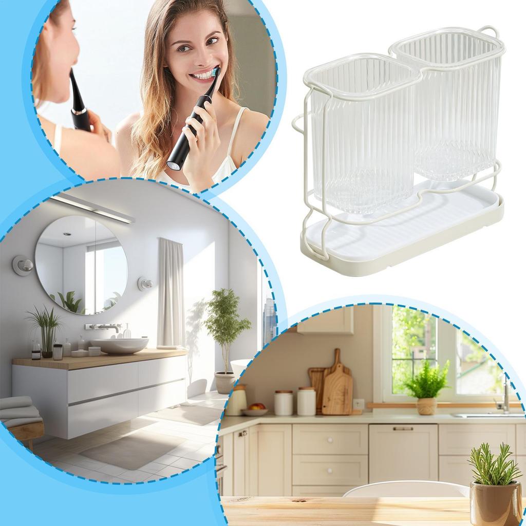 Zahnbürstenhalter Schreibtisch-Rasierer-Organizer Dekorative Mehrzweck-Zahnbürstenhalter für Schminktisch Küchentheke Spüle Kinderzimmer