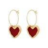 Sweet Burgundy Enamel Heart Earrings For Women  Love Heart Hanging Dangle