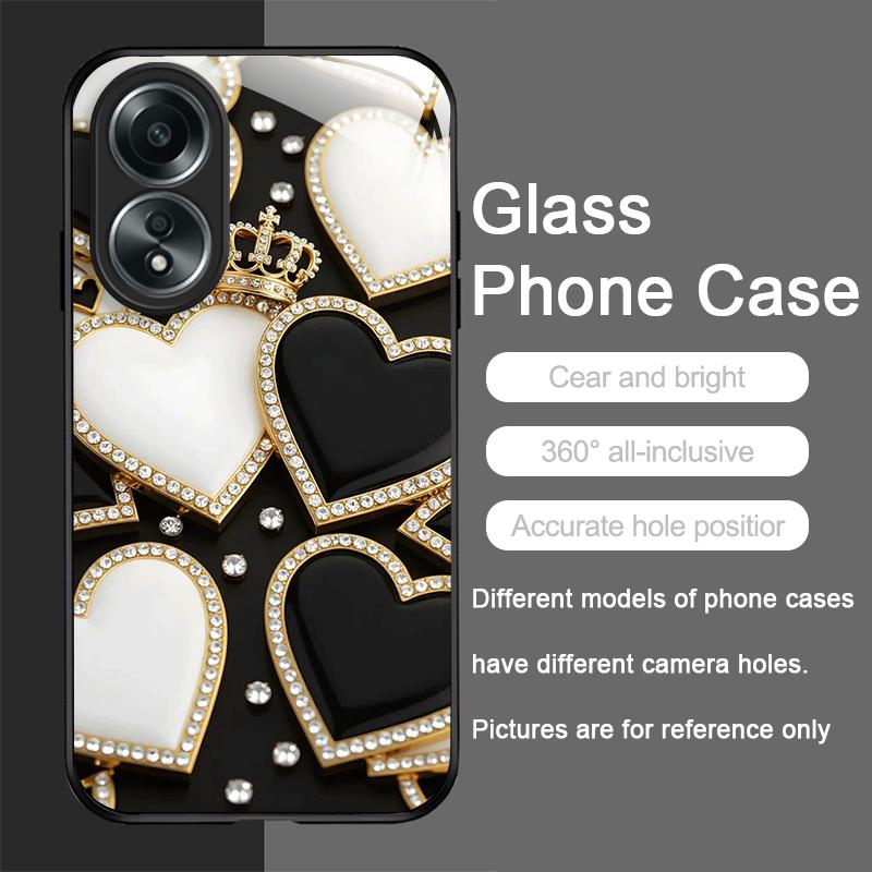

Стильный Черно-Белый Чехол-Крышка из Закаленного Стекла с Сердечками и Жемчугом для OPPO Realme 13 Pro Plus 12 11 10 C55 X7 GT Neo 2 3T 5G Realme GT Neo 3T