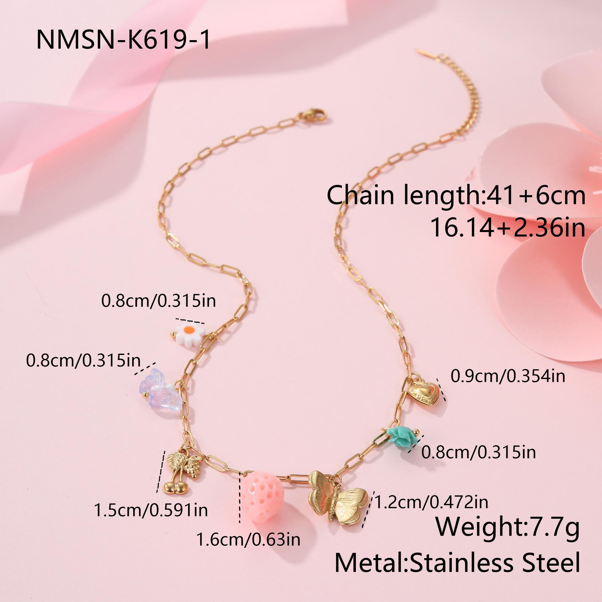 GEMCHIC Women s Stainless Steel Fruit Series Pendant Necklace Cute Design Choker Chain Bracelet Set