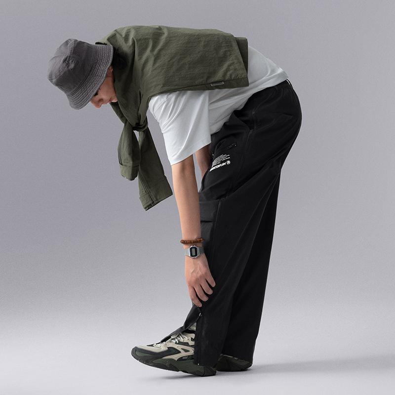 Li-Ning CF Surging Series Casual Solid Color Zipper Straight Loose Knit Sports Pants Men Bottoms Black AYKU617-2