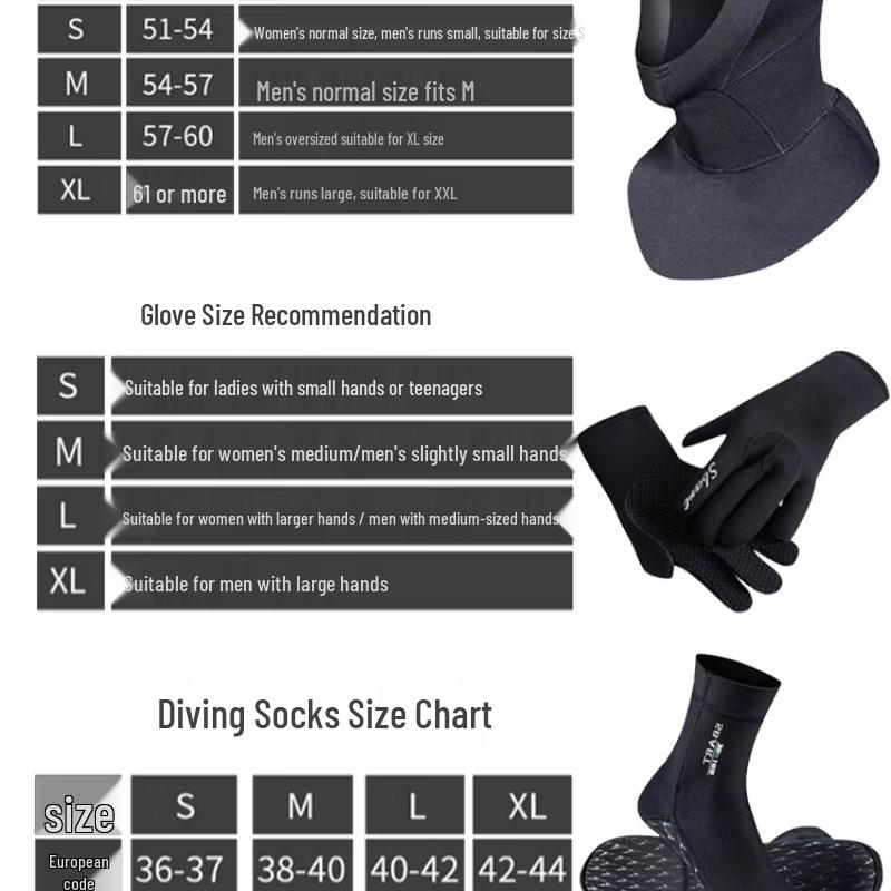 SBART 3mm Anti-Slip Diving Accessory Set