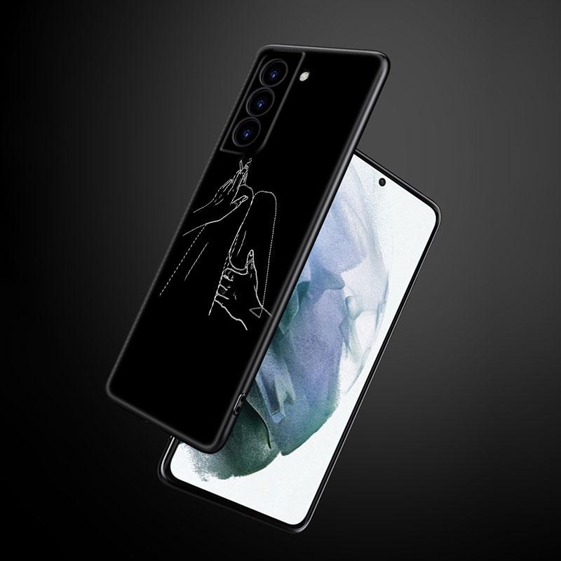 Simple Line Art Phone Case For Samsung Galaxy S22 Pro S21 S20 Ultra FE S10 Lite 5G S10E S9 S8 Plus Soft TPU Black Cover