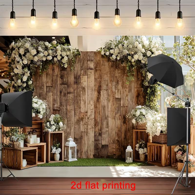 

2D Vintage Floral Wood Background Cloth for Bridal Showers, Engagement Parties and Wedding Events 47.2x31.5inch/120*80cm