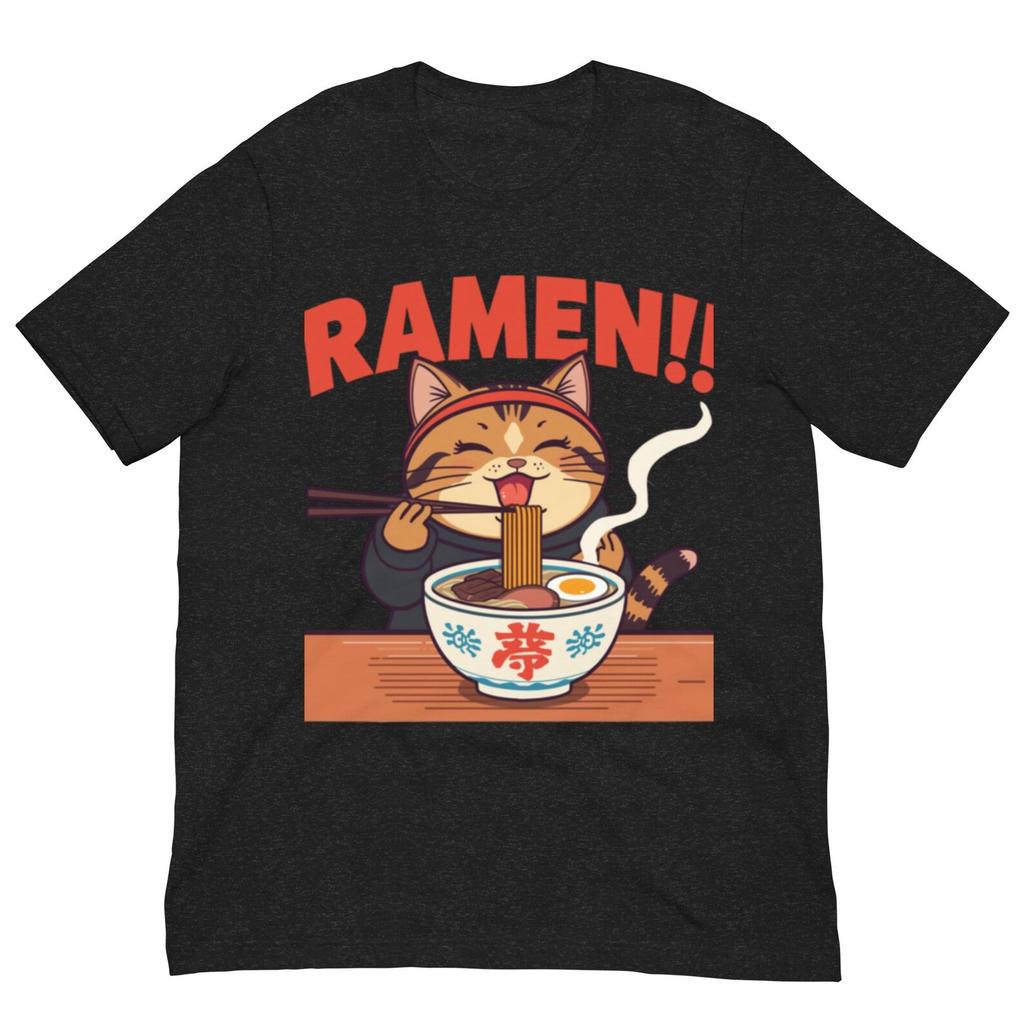 Retro Ramen Cat T-Shirt | Japanese Food Graphic Tee | Kawaii Cat Bowl Shirt