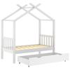 Vidaxl Children's Bed Frame with Drawer, White, Pine, 70X140 Cm