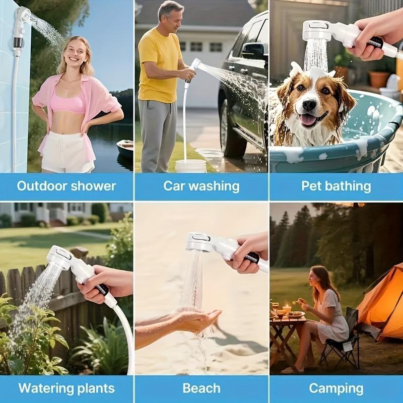 Upgraded Portable Camping Shower Pump Rechargeable 4000mAh Digital Display Electric Shower Beach Dormitory with Hose And Hook