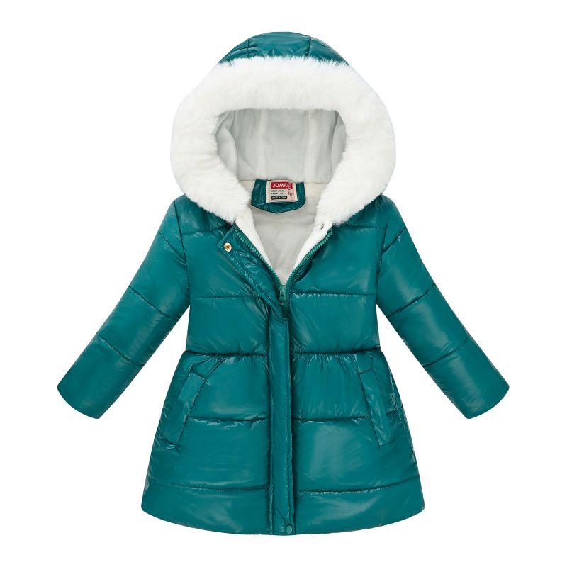 4-12 Years Kids Girls Winter Warm Winproof Hooded Coat Mid Length Jacket