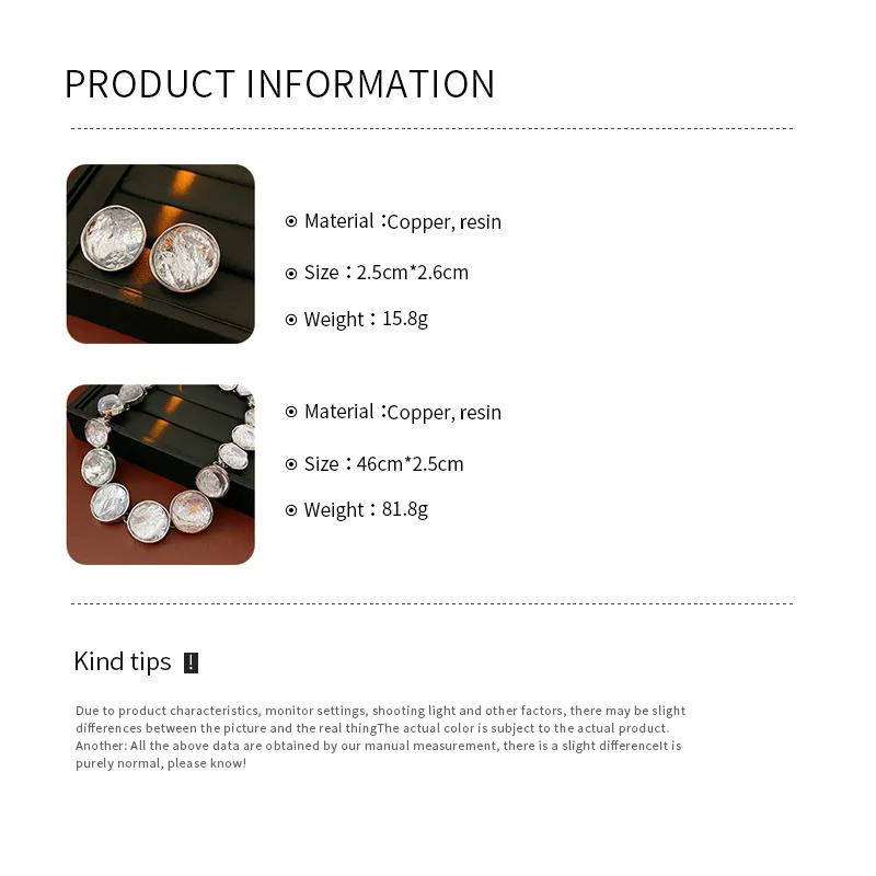 2025 Mode Runde Harz Geometrische Zirkon Sets für Frauen Leichter Luxus Einfach High-End Übertriebene Ohrringe Halskette Set