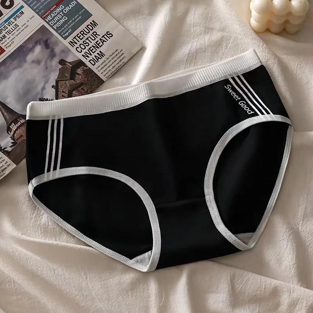 3Pcs/Set Solid Color Women Cotton Panties Mid Waist Women Briefs Lingerie Sports Lingerie Use