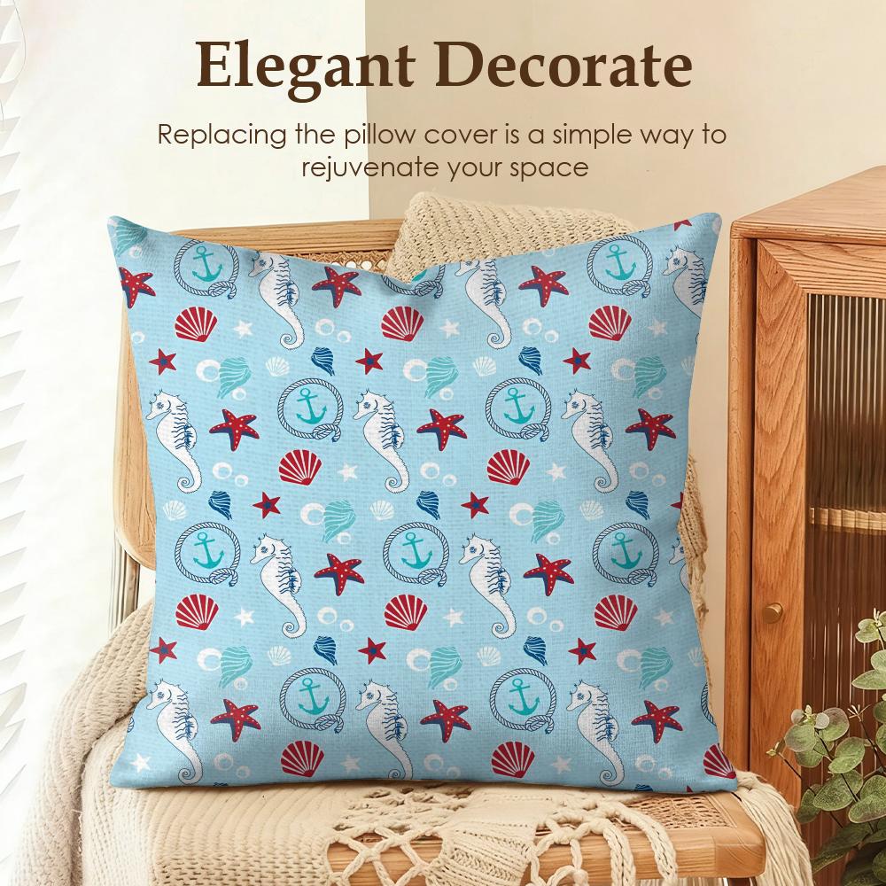 Shrimp and crab pattern Cushion Cover Natural Linen Organic Fabric DoubleSided Printing Sofa Home Decor Gift Pillow Case