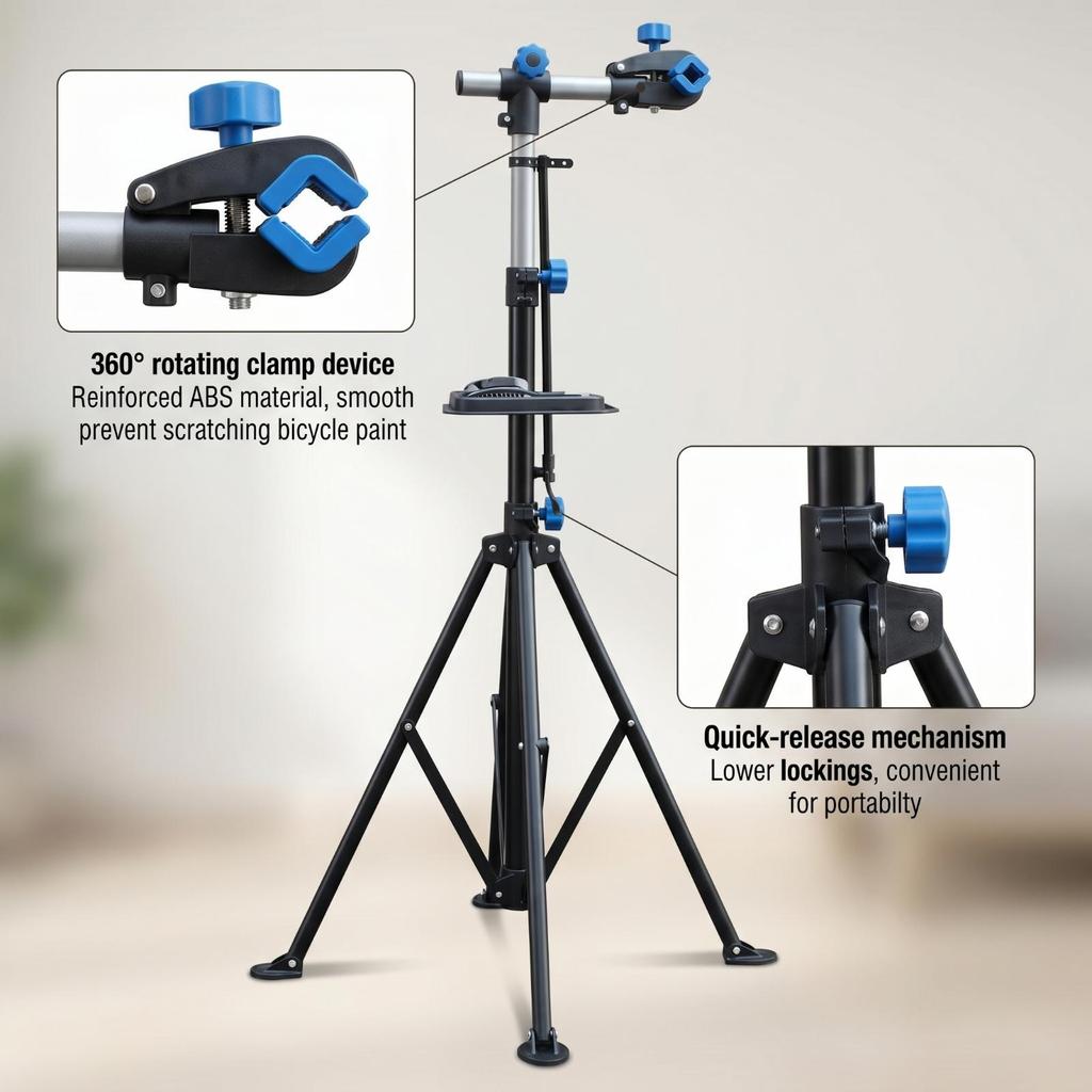 Bike Repair Workstand with Clamp Floor-Standing Maintenance Rotating