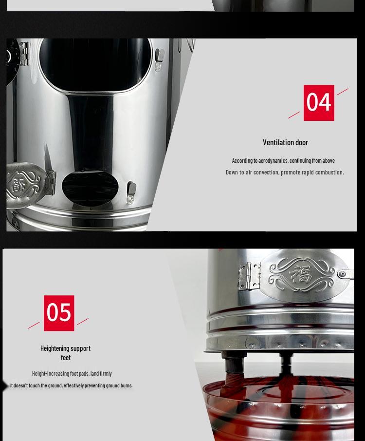 Gold Stainless Steel Indoor Paper Money Burning Barrel for Household and Temple Use