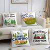 Happy Camper Pillow Case Short Plush Print Cushion Cover Square Throw Pillow Covers Sofa Home Decor