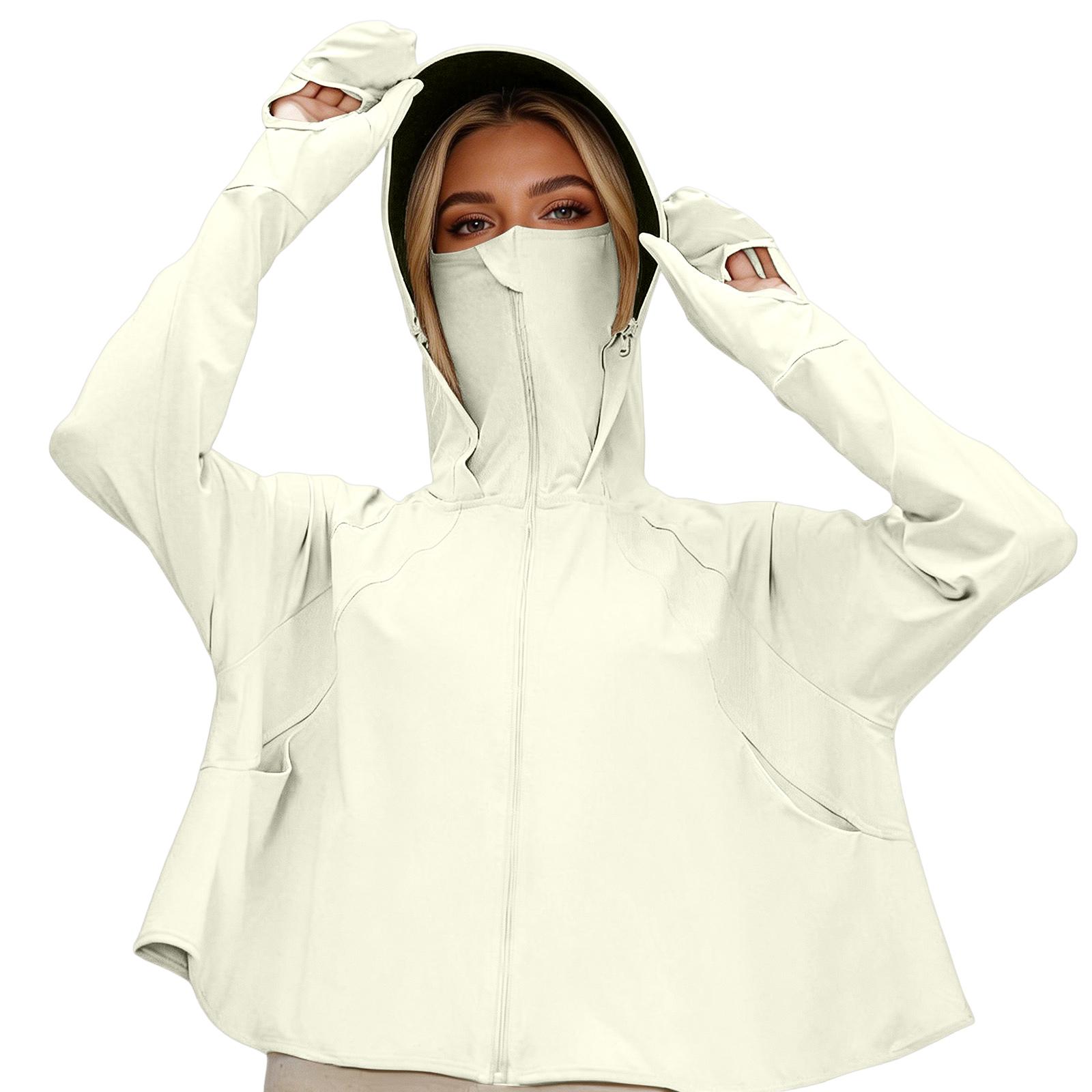 

Long Sleeve Zip Up Hoodie for Women with Thumb Holes Lightweight Loose Fit Sun Jacket Hooded Top One Size жовтий