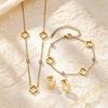 Womens 3pcs Jewelry Set Polished Bracelet Necklace Earrings 18K Gold Plated Fashion Casual Accessories