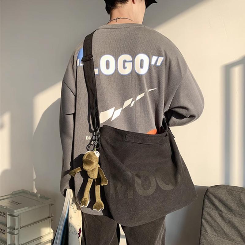Canvas Bag Men'S Messenger Bag Large Capacity Japanese Diagonal Backpack Women'S Casual Mailman Student Shoulder Bag Luggage