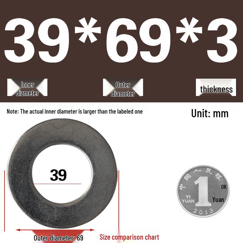 Galvanized Metal Flat Washer - Thin, Thickened, Enlarged Edge, Round, Sizes M3 to M10